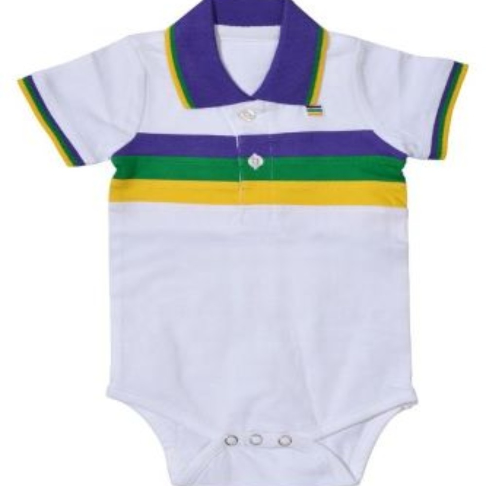 Mardi Gras Inf Bodysuit White Chest Stripe